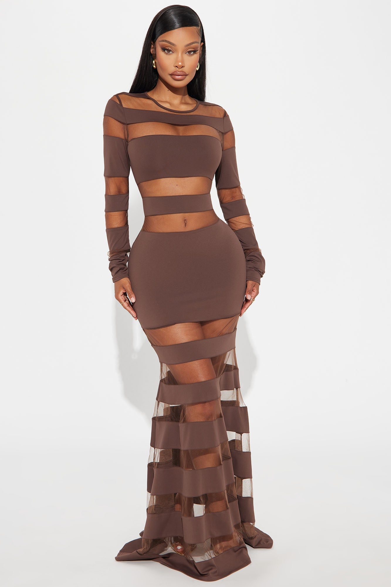 Gemma Cut Out Mesh Maxi Dress