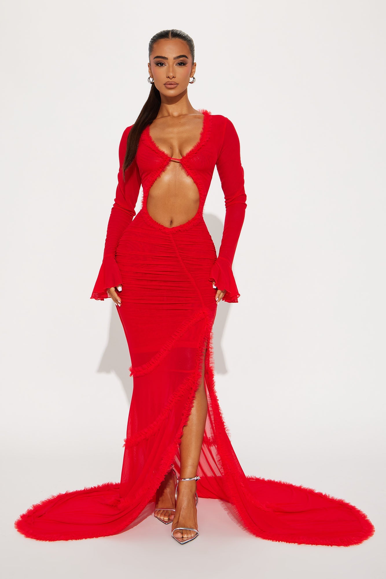 Kianna Long Sleeve Mesh Maxi Dress