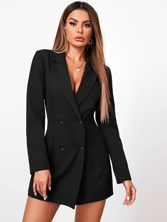 LLstyle Double Breasted Solid Color Blazer