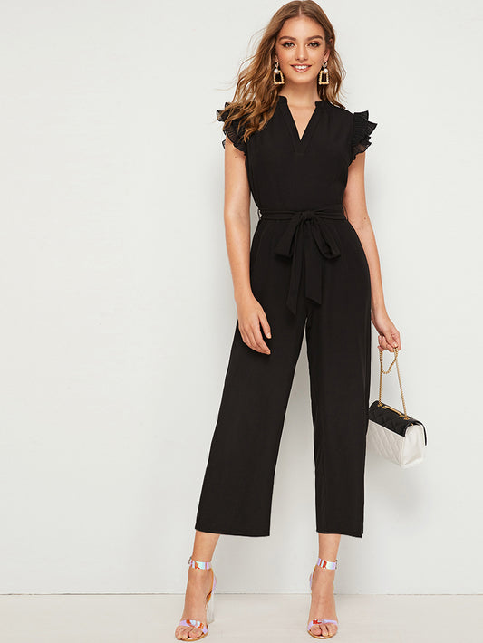 LLstyle V-Neck Short-Sleeved Casual Day-To-Day Jumpsuit