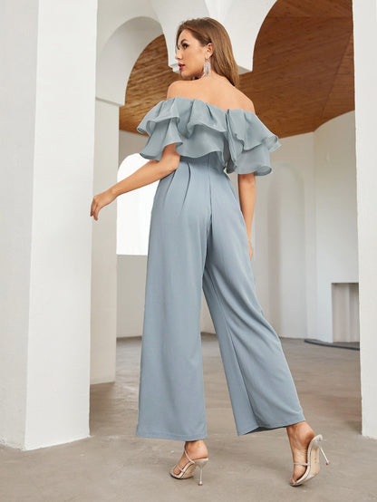 LLstyle Off Shoulder Layered Ruffle Detail Jumpsuit