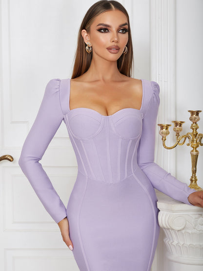 LLstyle Sweetheart Neck Split Back Bandage Dress