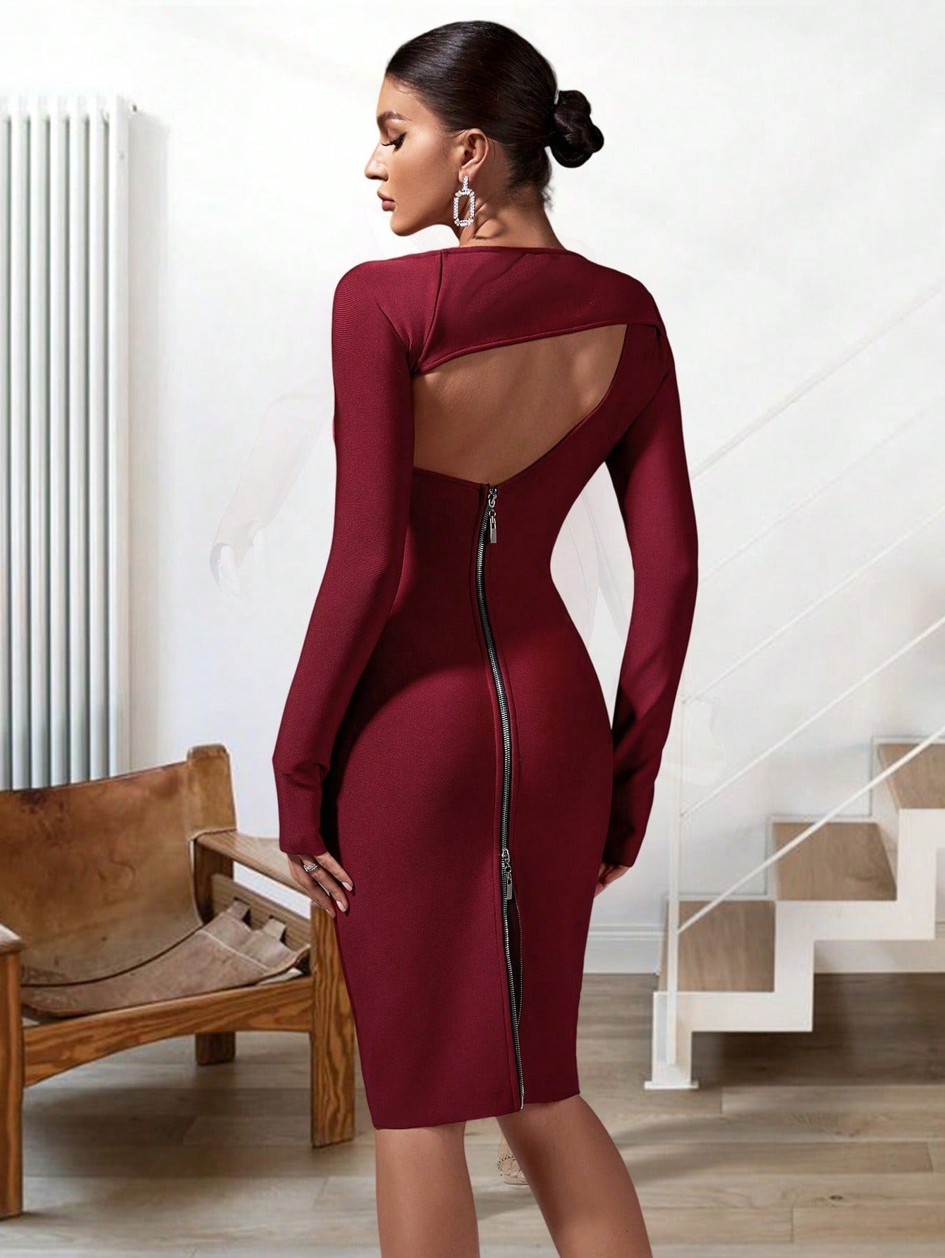 LLstyle Asymmetrical Neck Cut Out Bodycon Dress