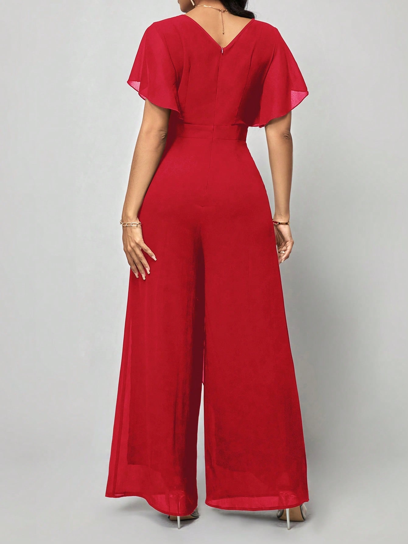 LLstyle Fashionable Solid Color V-Neck Elegant Jumpsuit