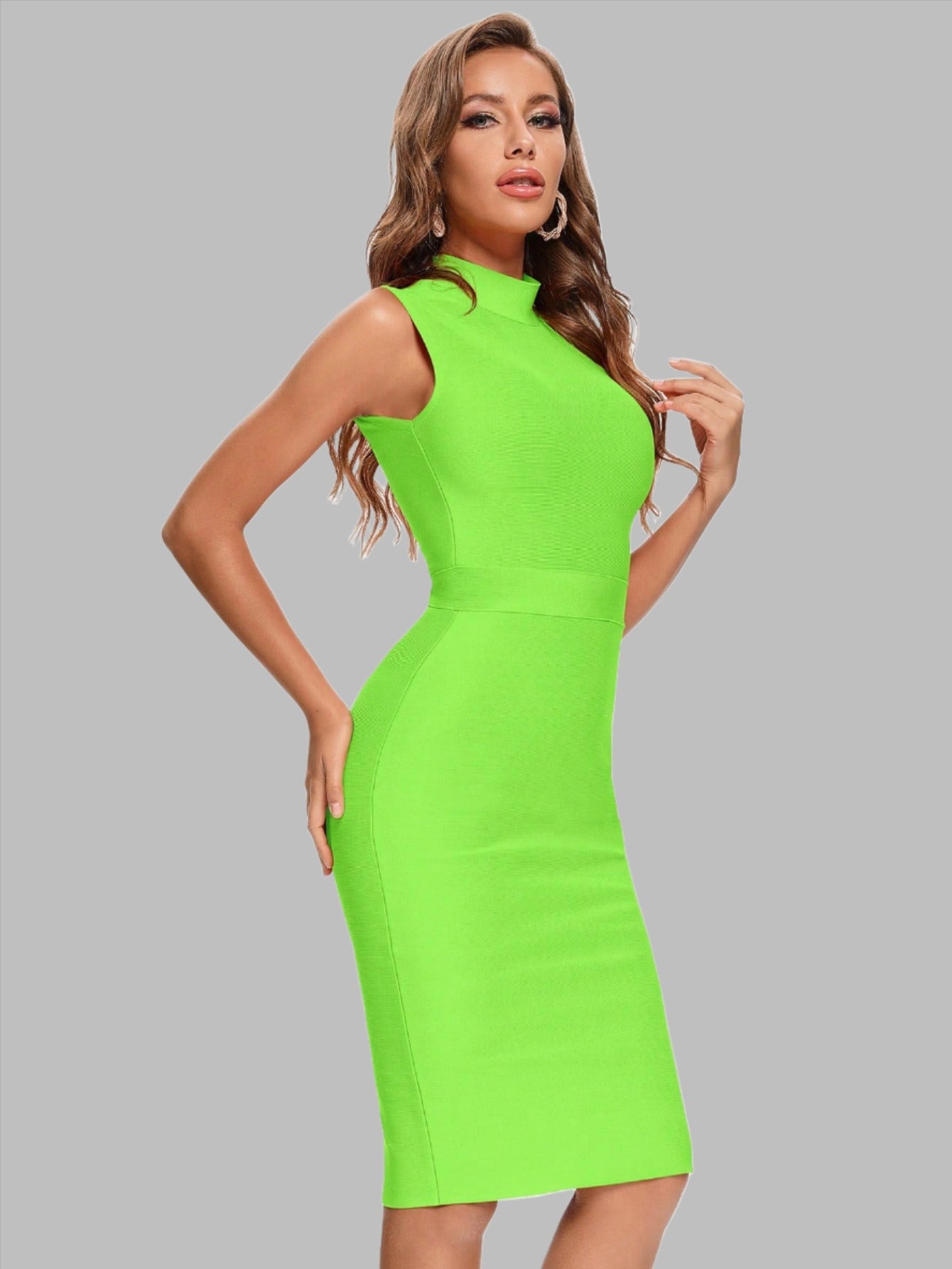 LLstyle Neck Split Hem Bandage Dress