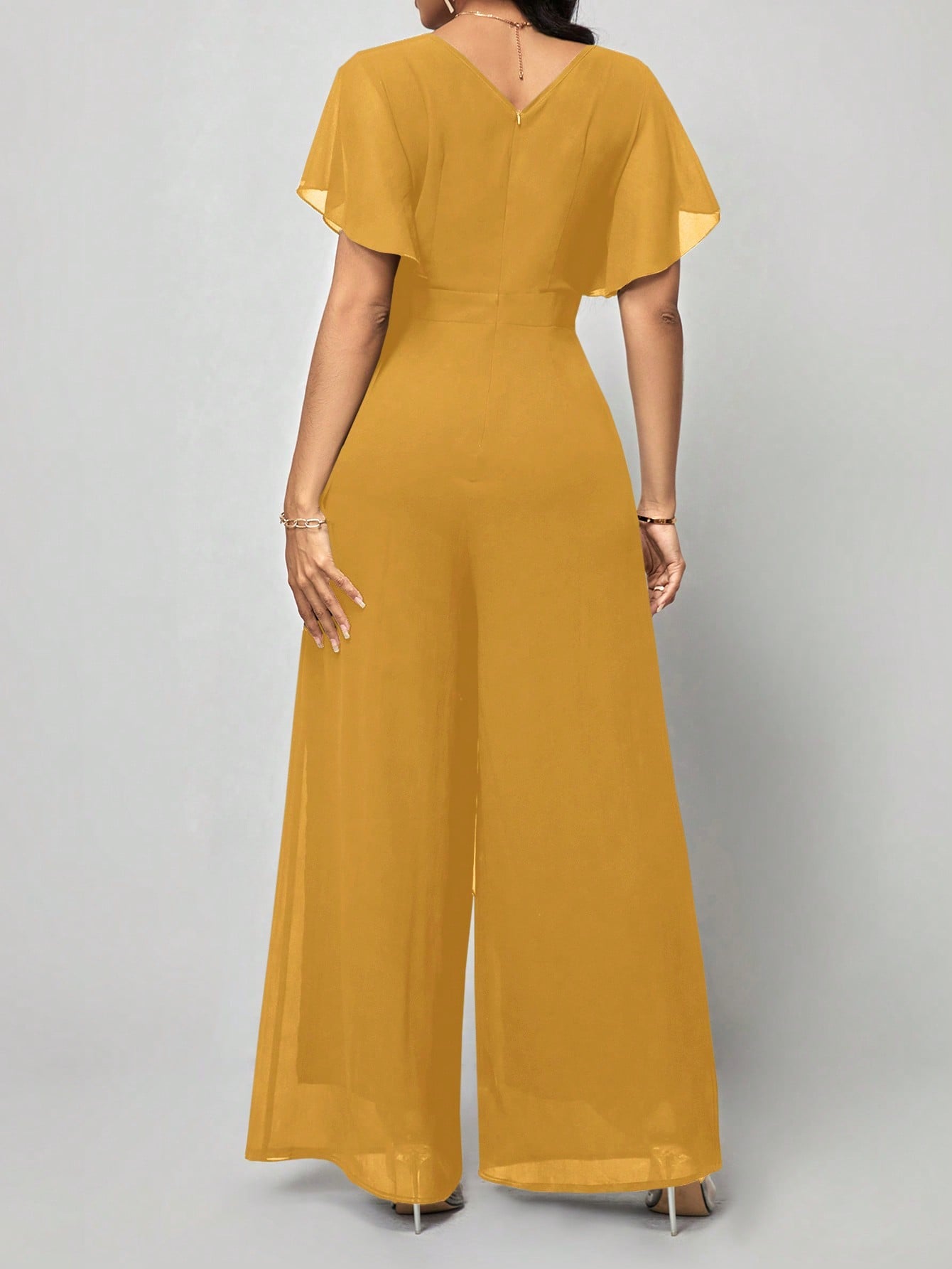 LLstyle Fashionable Solid Color V-Neck Elegant Jumpsuit