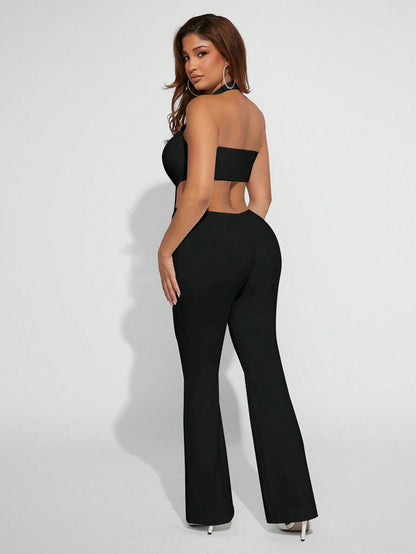 LLstyle Women's Hollow Out Backless Jumpsuit