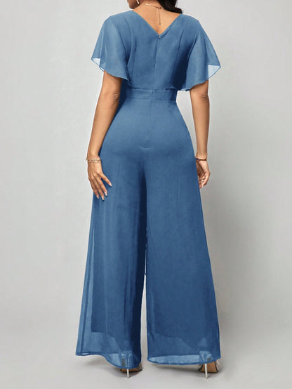 LLstyle Fashionable Solid Color V-Neck Elegant Jumpsuit