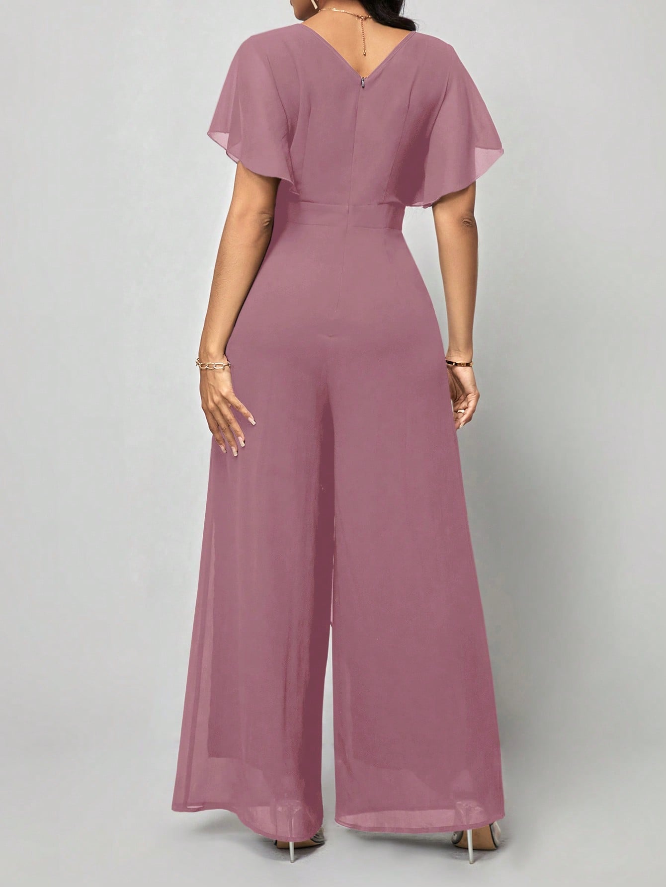 LLstyle Fashionable Solid Color V-Neck Elegant Jumpsuit