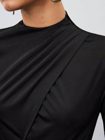 LLstyle Wrap Front Hollow Out Detail Long Sleeve Dress