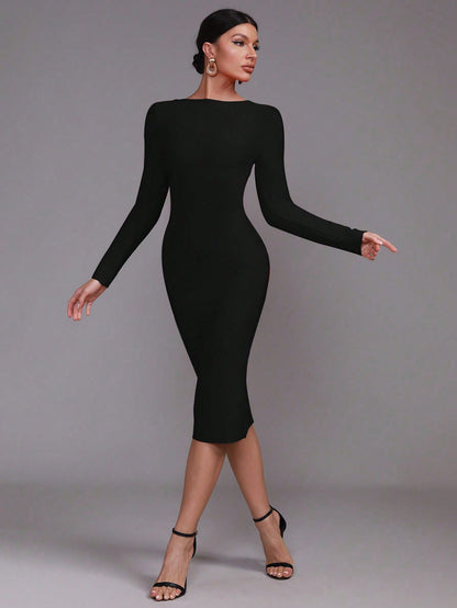 LLstyle Women'S Sexy Long Sleeve Back Zipper Dress