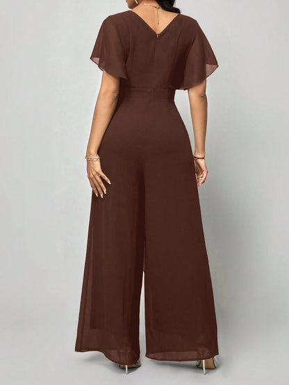 LLstyle Fashionable Solid Color V-Neck Elegant Jumpsuit