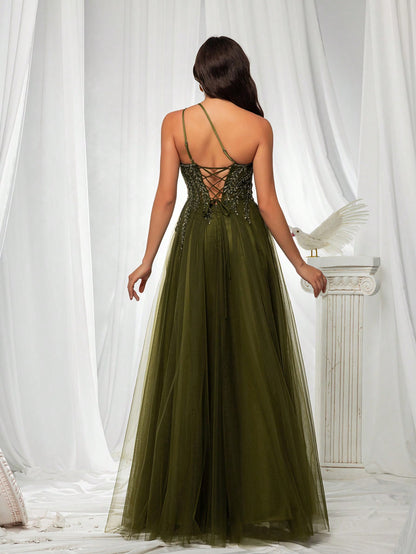 LLstyle One Shoulder Long Evening Dress