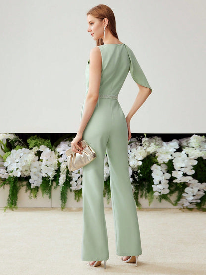 LLstyle Asymmetrical Shoulder Seam Front Jumpsuit