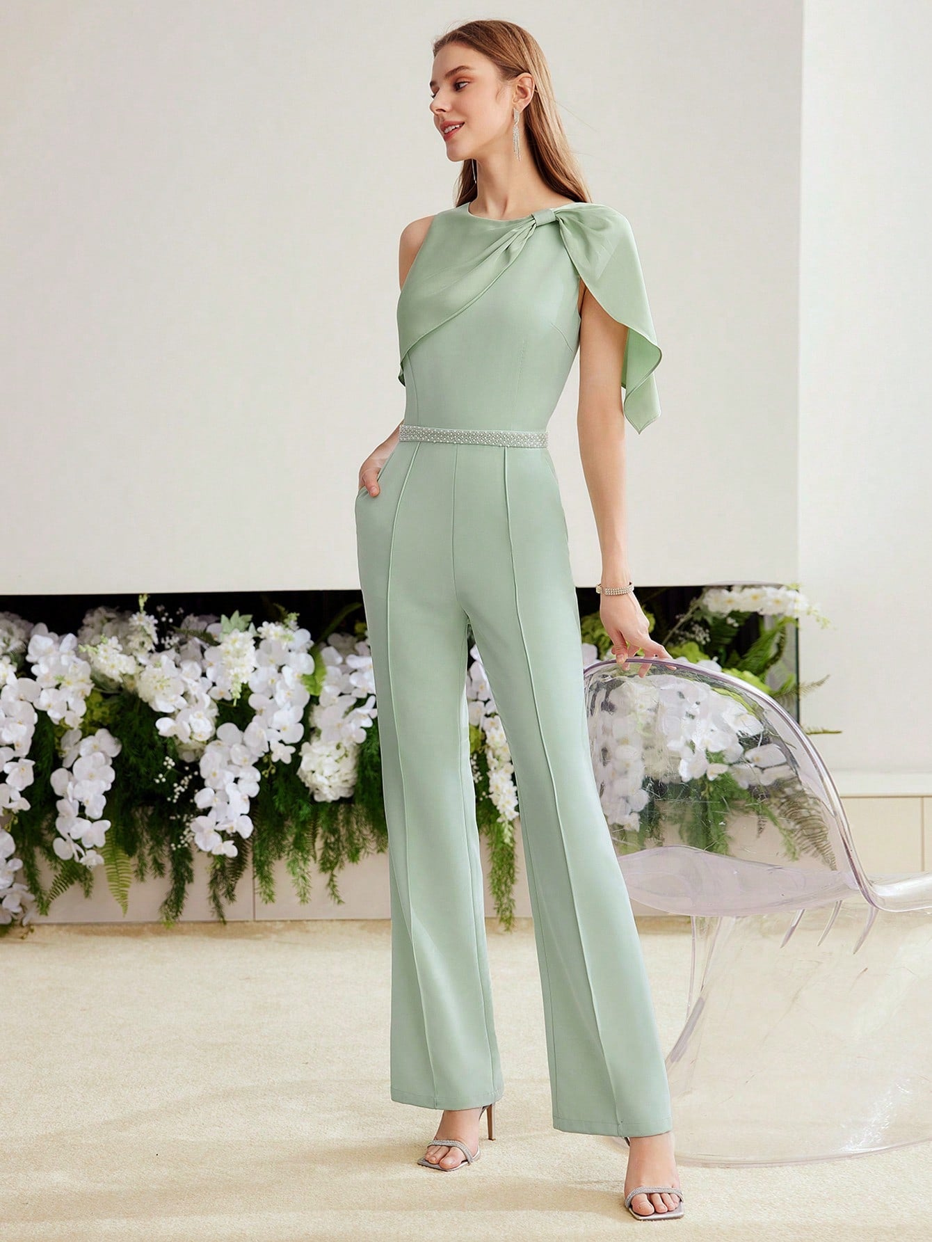 LLstyle Asymmetrical Shoulder Seam Front Jumpsuit