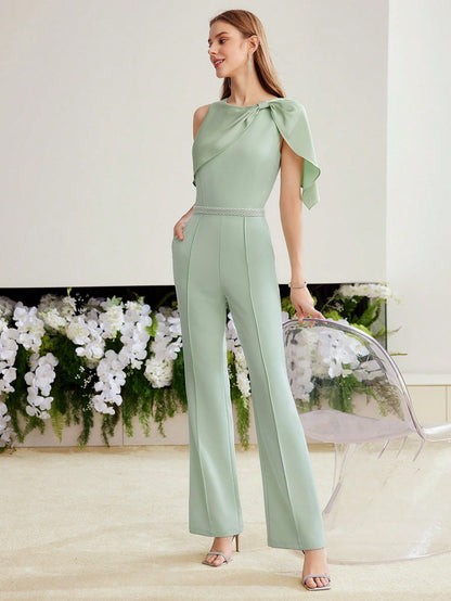 LLstyle Asymmetrical Shoulder Seam Front Jumpsuit