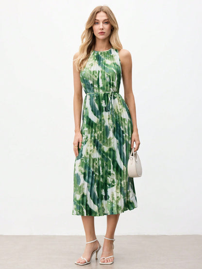 LLstyle Women's Summer Printed Green Dress