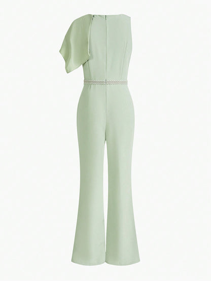 LLstyle Asymmetrical Shoulder Seam Front Jumpsuit