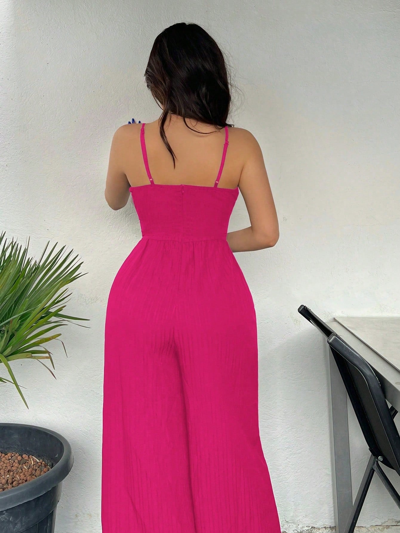 LLstyle Solid Wide Leg Cami Jumpsuit