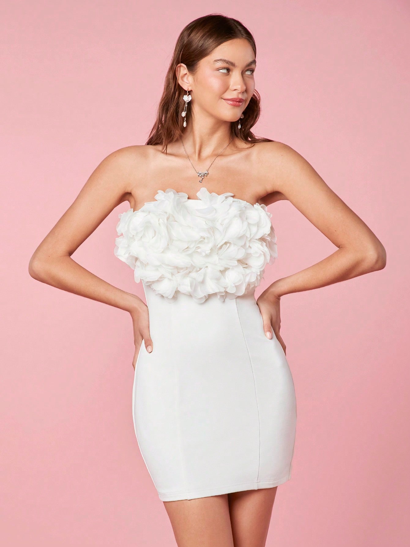 LLstyle Women Strapless Party Coquette White Mini Dress