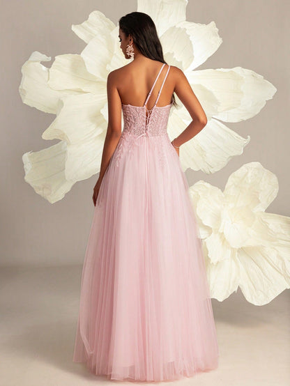 LLstyle One Shoulder Long Evening Dress