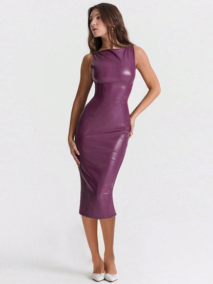 LLstyle Leather Party Dress