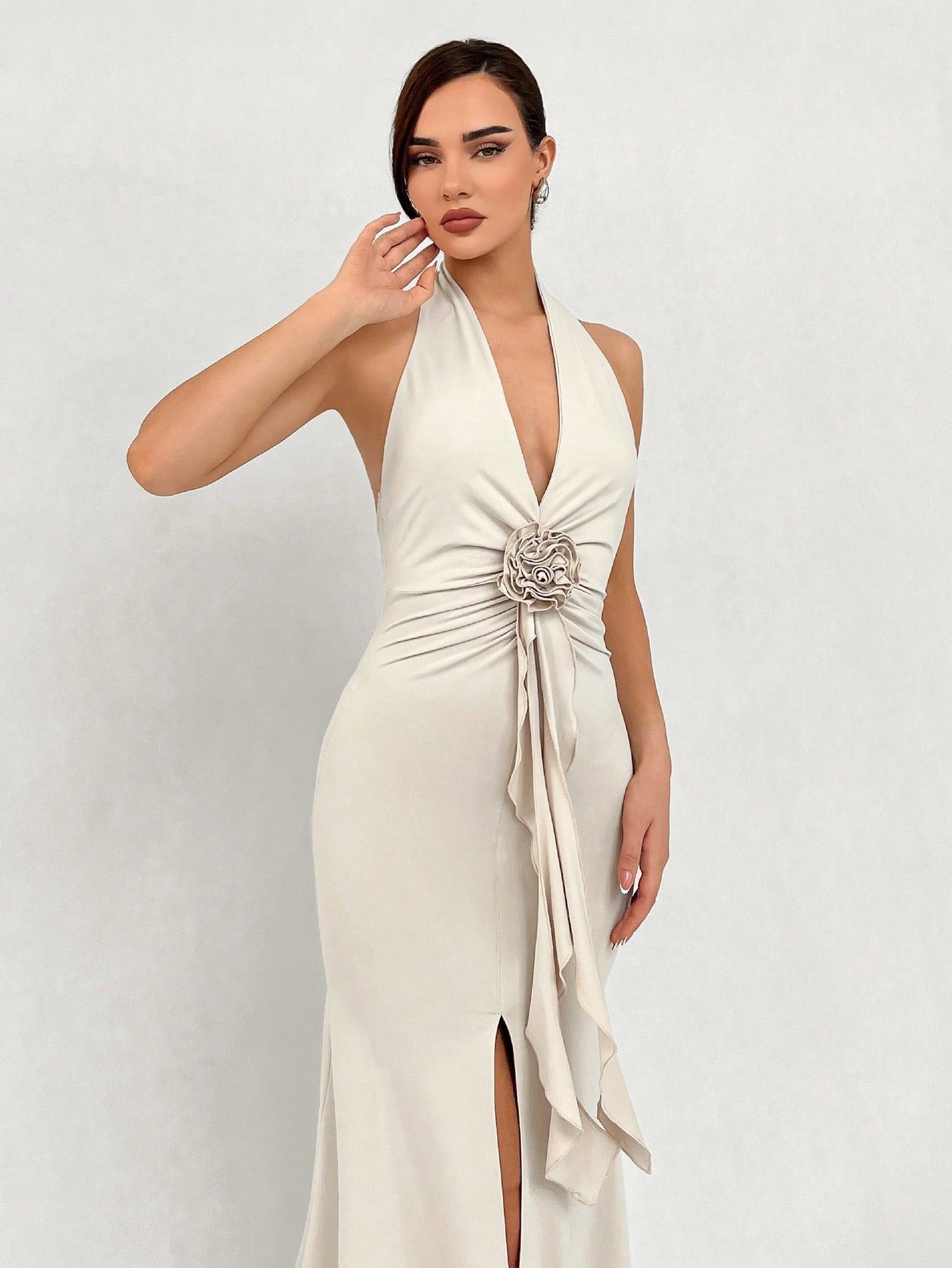 LLstyle Sexy Deep V-Neck Halter Backless Dress