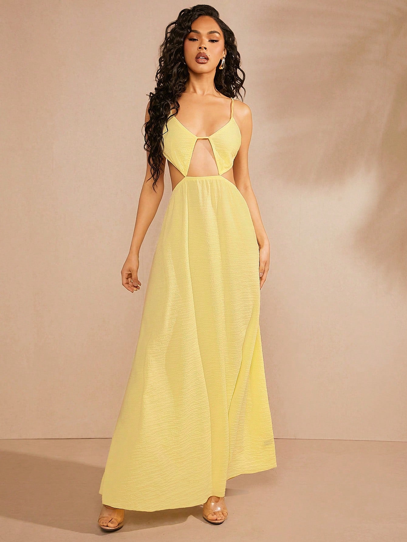 LLstyle Cut Out Tie Backless Maxi Dress