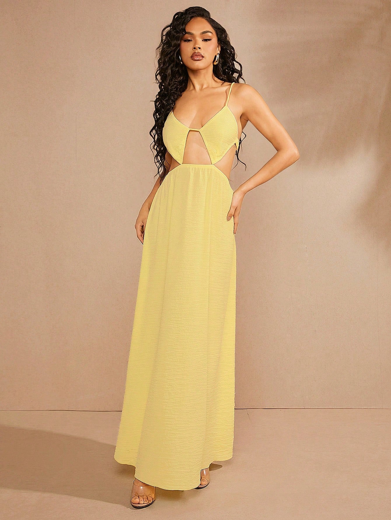 LLstyle Cut Out Tie Backless Maxi Dress