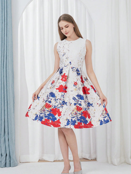 LLstyle Floral Sleeveless Luxurious Party Dress