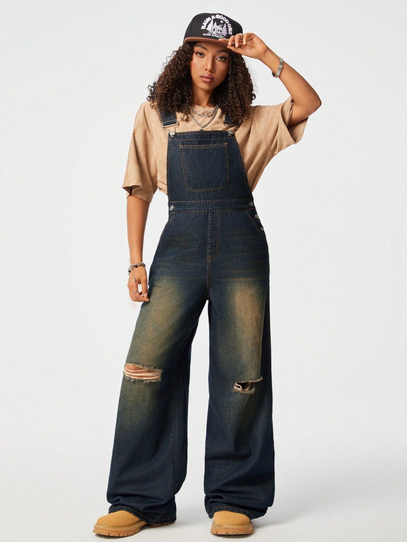 LLstyle Women's Must-Have Washed-Out Distressed Overalls