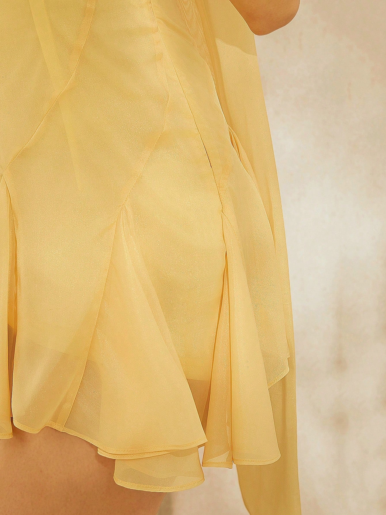 LLstyle Elegant Yellow Dress With One Shoulder Ruffle