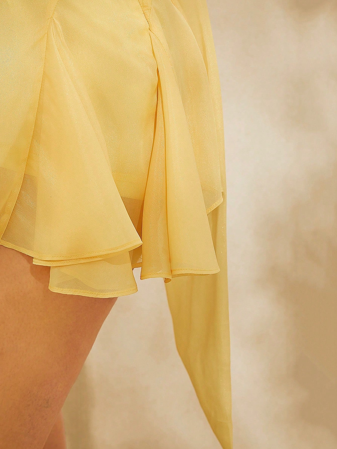 LLstyle Elegant Yellow Dress With One Shoulder Ruffle