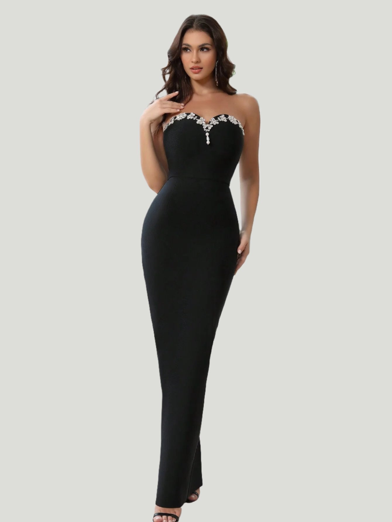 LLstyle Black V-Neck Bandage Bodycon Dress