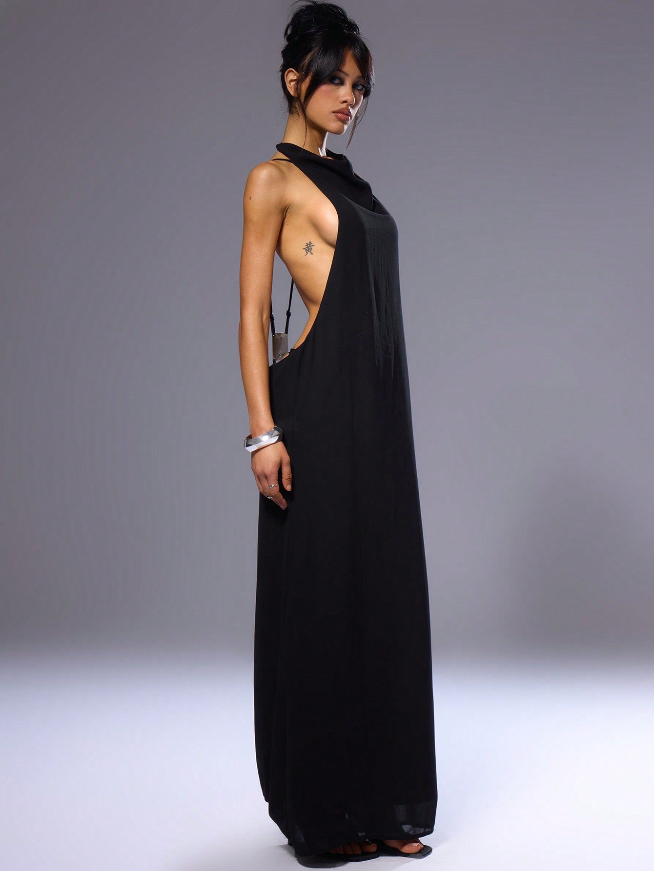 LLstyle Cowl Neck Open Back Maxi Dress