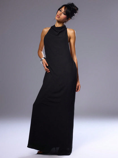 LLstyle Cowl Neck Open Back Maxi Dress