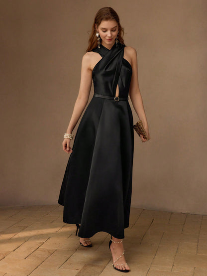 LLstyle Elegant Solid Crisscross Sleeveless Dress