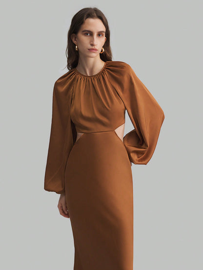 LLstyle Elegant Formal Dress With Long Puff Sleeves