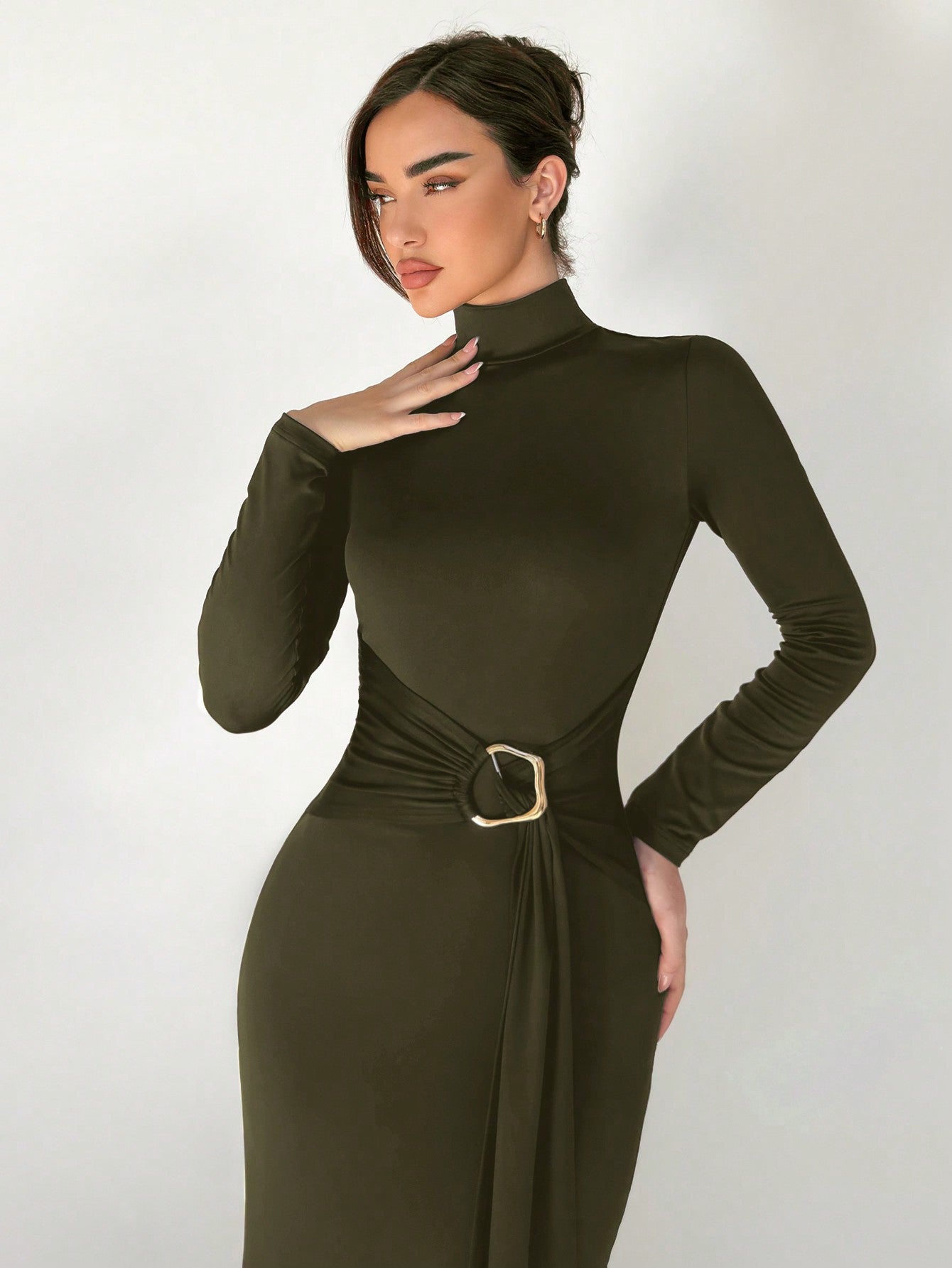 LLstyle Collar Extra-Long Versatile Knit Dress