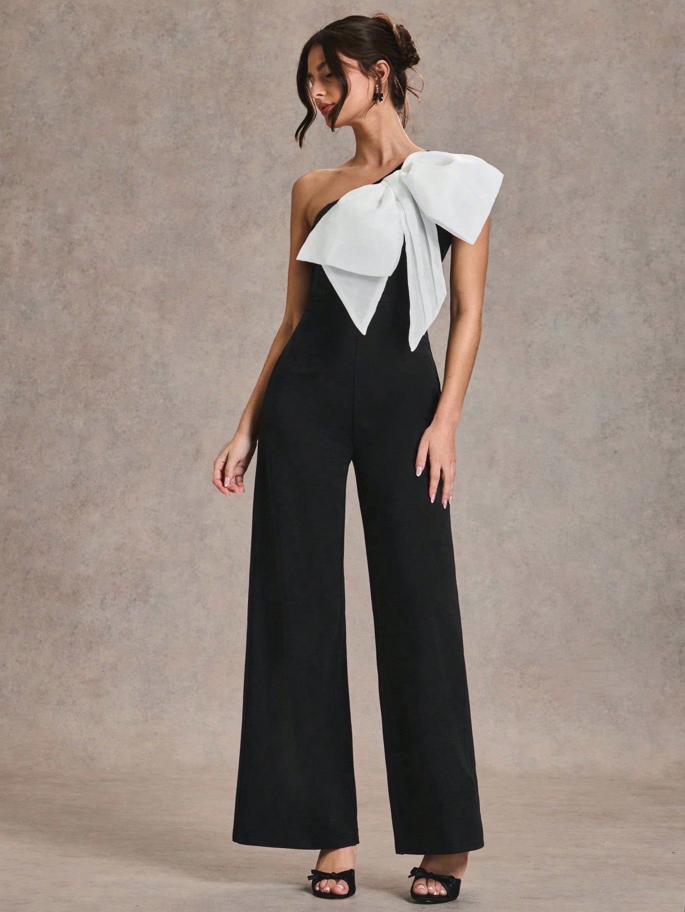 LLstyle Women's 3D Bow Decor Extra Large Jumpsuit