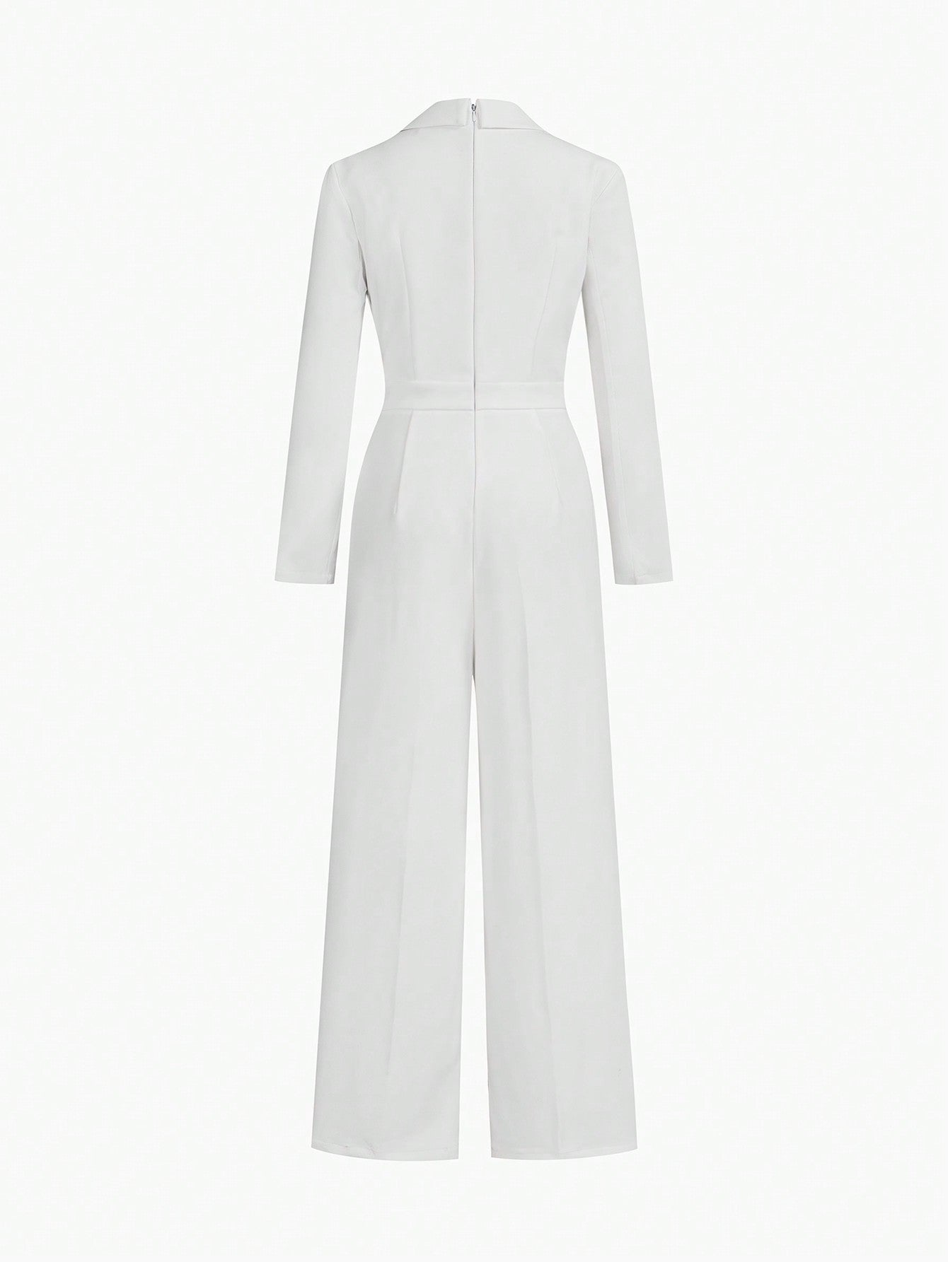 LLstyle Peak Collar Contrast Sequin Detail Seam Front Jumpsuit