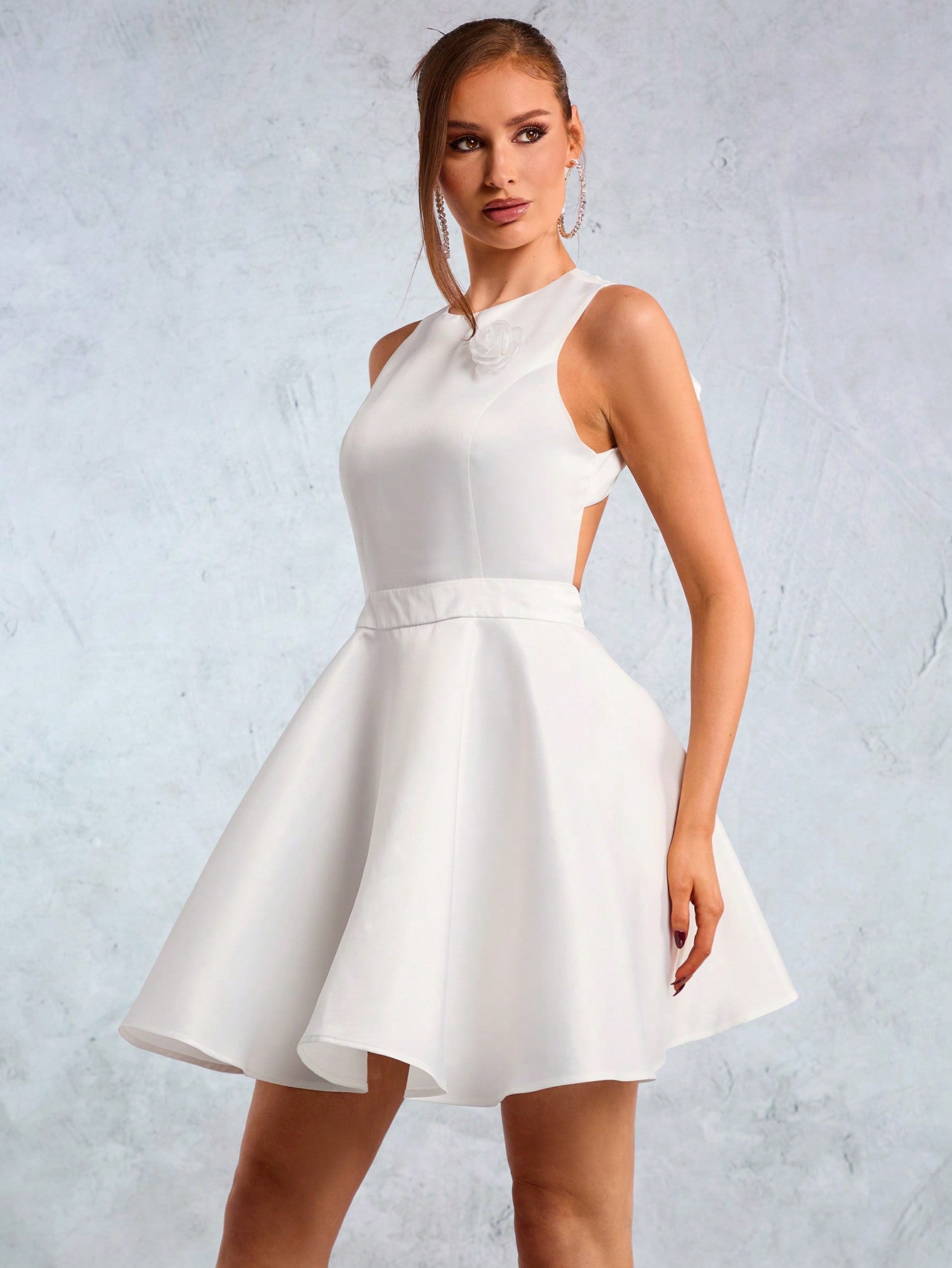 LLstyle White Satin Puffy Princess Dress