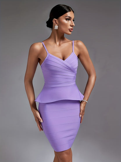 LLstyle Bodycon Peplum Strap Dress