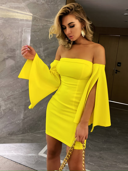 LLstyle Elegant Split Sleeve Bodycon Above Knee Dress