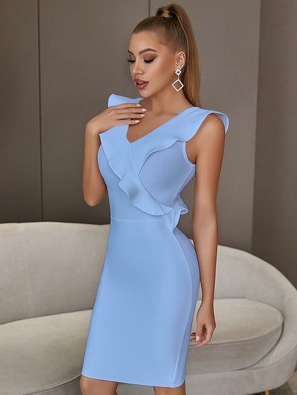 LLstyle V Neck Sleeveless Knee Length Dress