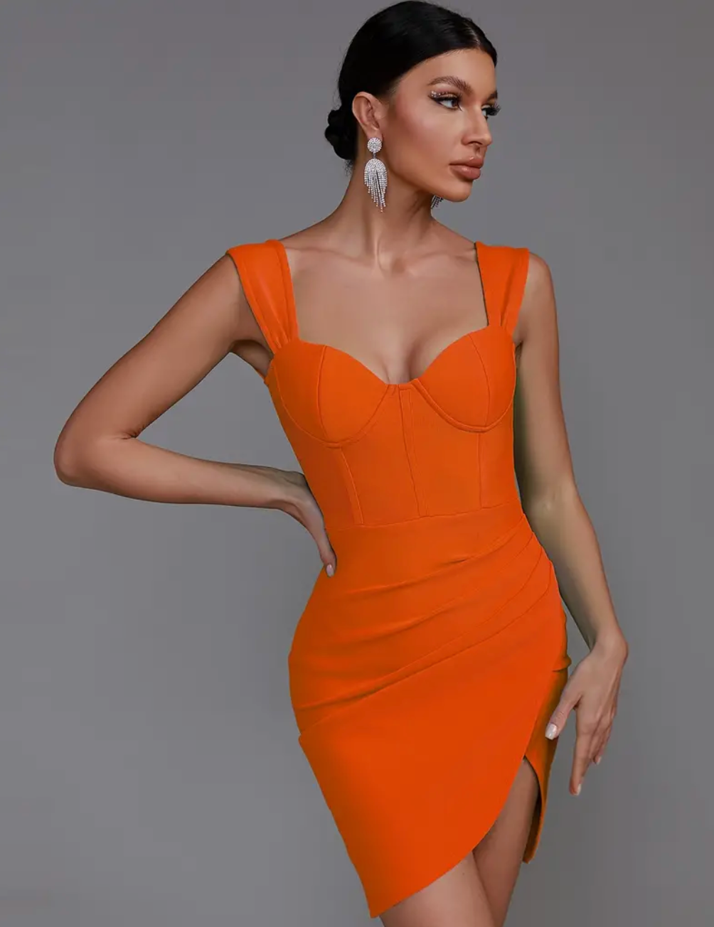 LLstyle Neck Slim Draped Dress For Party