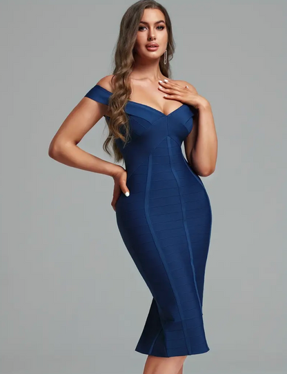 LLstyle Elegant V Neck Back Vent Slim Dress