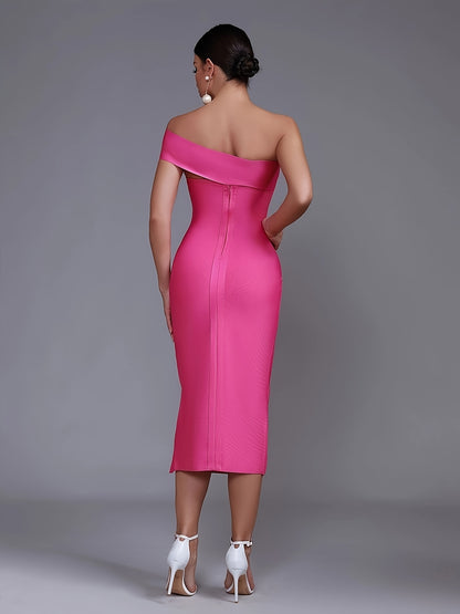 LLstyle Solid Color One-shoulder Dress