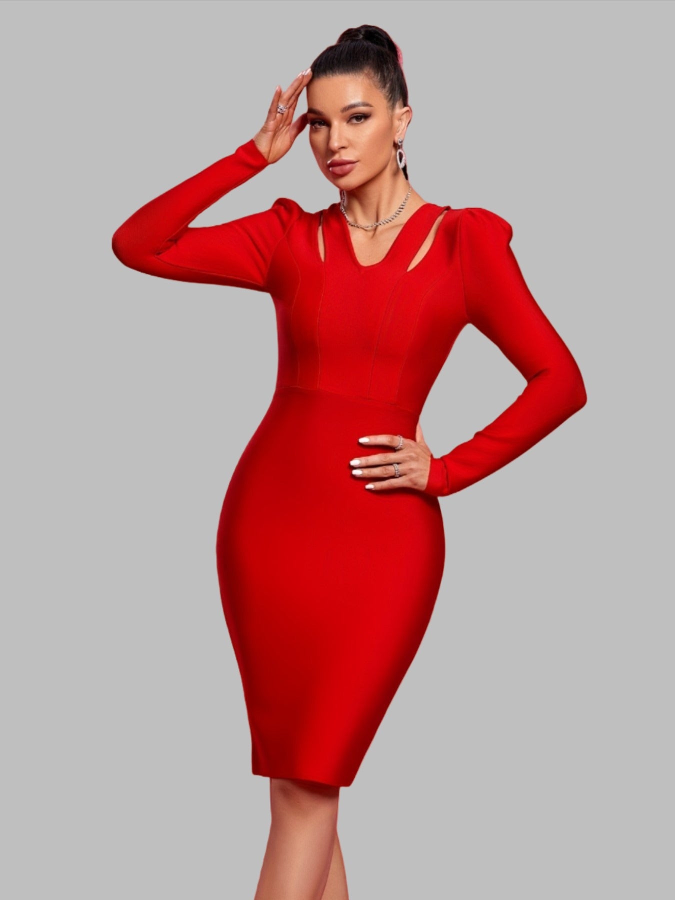 LLstyle Cut Out V Neck Bodycon Dress