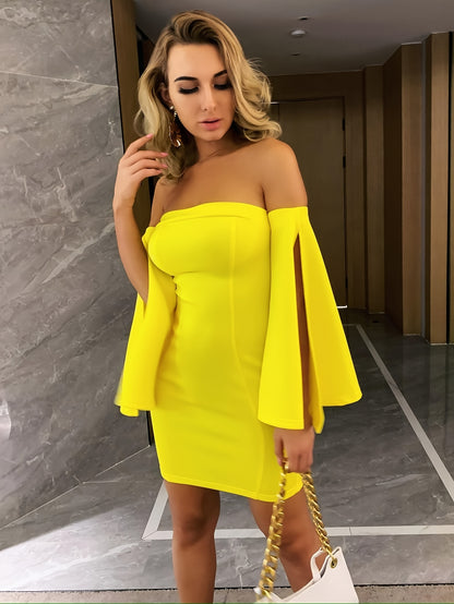 LLstyle Elegant Split Sleeve Bodycon Above Knee Dress